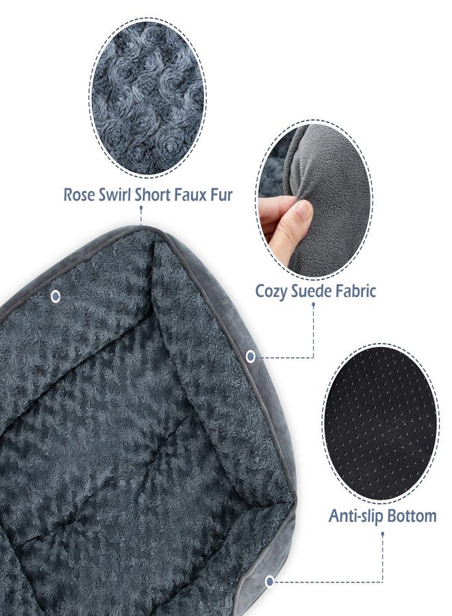 INVENHO Large Dog Bed for Large Medium Small Dogs, Rectangle Washable Orthopedic Dog Bed, Soft Calming Sleeping Puppy Bed Durable Pet Cuddler with Anti-Slip Bottom L(30"x24"x9") - Image 4