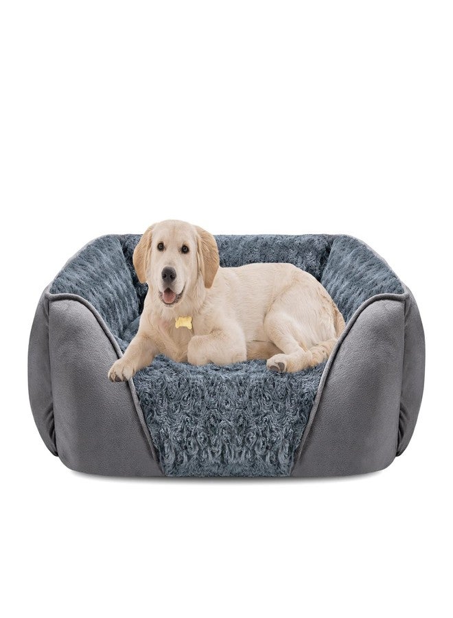 INVENHO Large Dog Bed for Large Medium Small Dogs, Rectangle Washable Orthopedic Dog Bed, Soft Calming Sleeping Puppy Bed Durable Pet Cuddler with Anti-Slip Bottom L(30"x24"x9") - Image 1