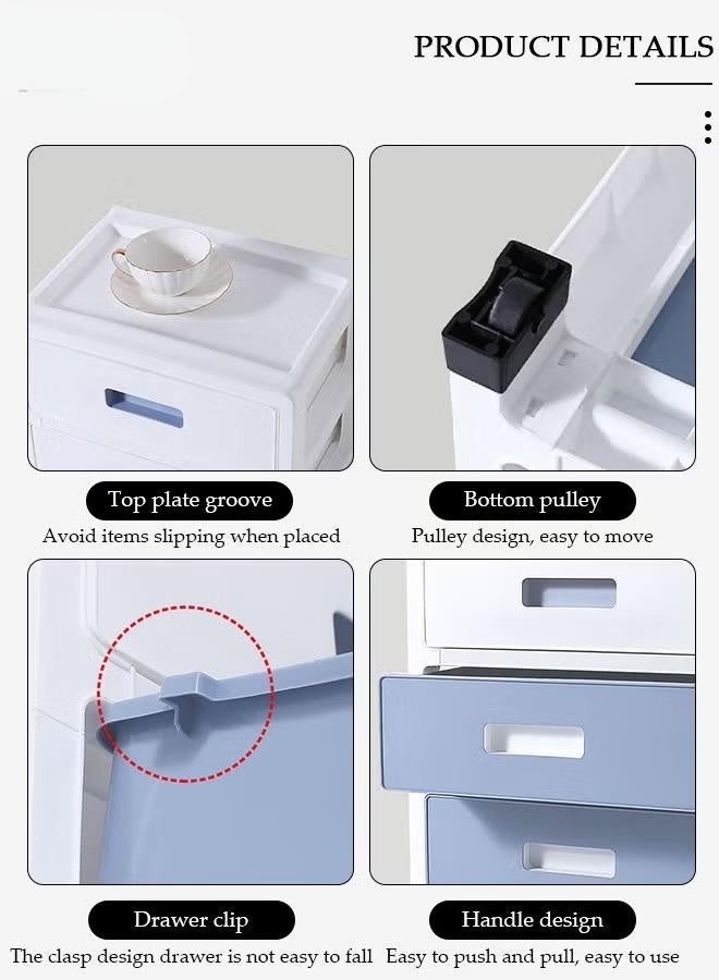 شو وو خزانة تخزين بـ 5 طبقات مع أدراج قابلة للطي ورفوف تخزين بعجلات، مناسبة لغرفة المعيشة، الحمام، المطبخ، وغرفة النوم - Image 5