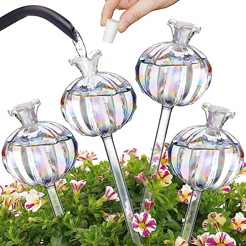 NiHome Plant Watering Globes 4Pack Iridescent Glass Cactus Self Watering Globe Glass Waterer for Potted Plants 47OZ140 ML Capacity Automatic Mini Irrigation System Adorable Gardening Gift - Image 1