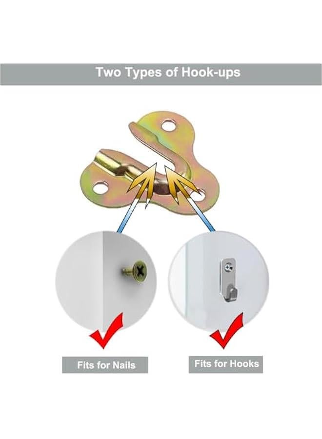 10-Pack Heavy Duty Keyhole Hangers,Picture Frame Buckle Hanger Bracket,Mug Key Coat Hanging Rack,Wooden Board Wall Mount Keyhole Hanging Plates (Zinc Yellow) - Image 4