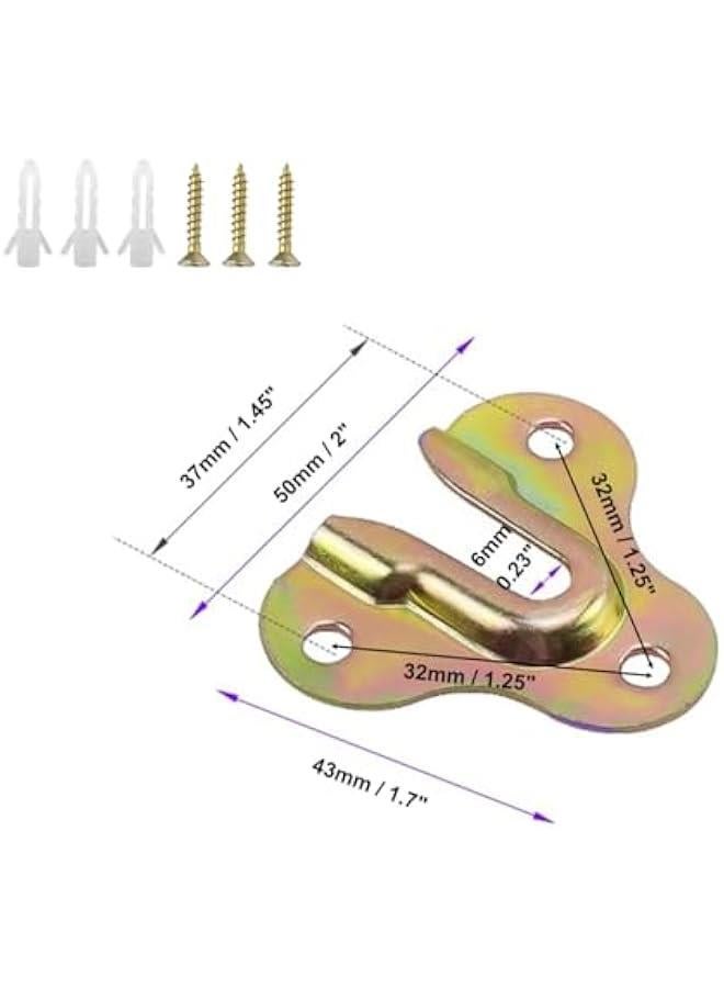 10-Pack Heavy Duty Keyhole Hangers,Picture Frame Buckle Hanger Bracket,Mug Key Coat Hanging Rack,Wooden Board Wall Mount Keyhole Hanging Plates (Zinc Yellow) - Image 3