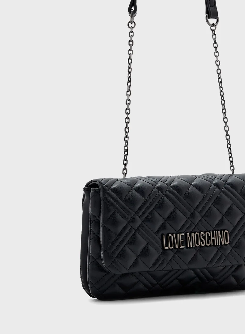 لوف موسكينو Chain Detailed Flap Over Clutche