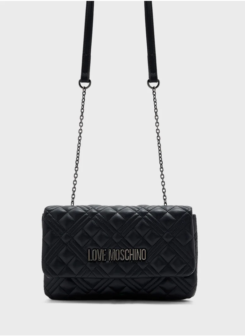 Love Moschino Chain Detailed Flap Over Clutche