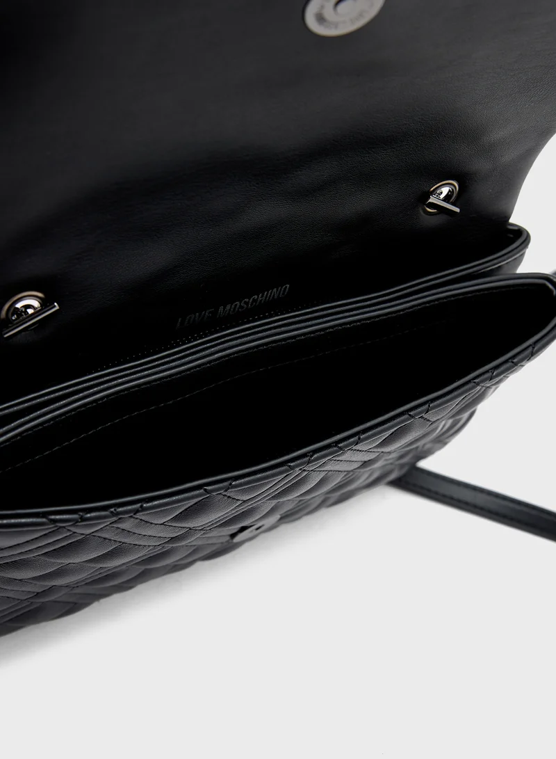 لوف موسكينو Chain Detailed Flap Over Clutche