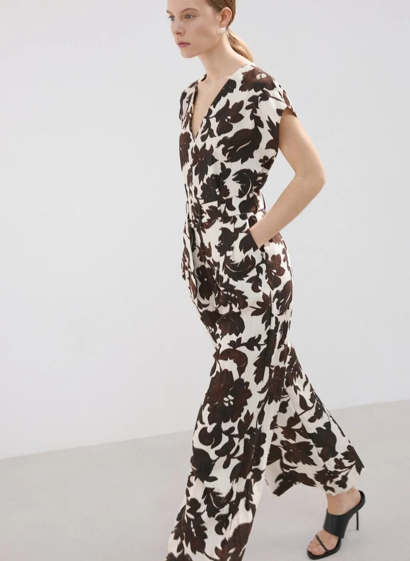 Mango  Floral Print Jumpsuit With Belt for Women | Best Price UAE