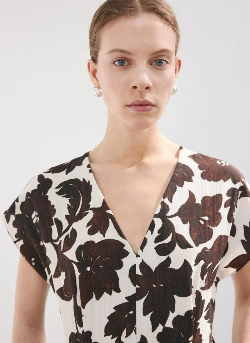 Mango  Floral Print Jumpsuit With Belt for Women | Best Price UAE