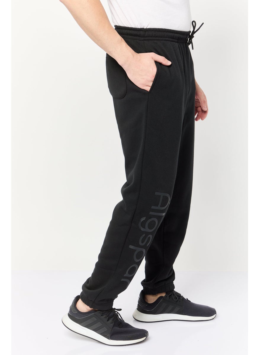 Algspar Men Regular Fit Brand Logo Jogger Pants, Black  - Image 3