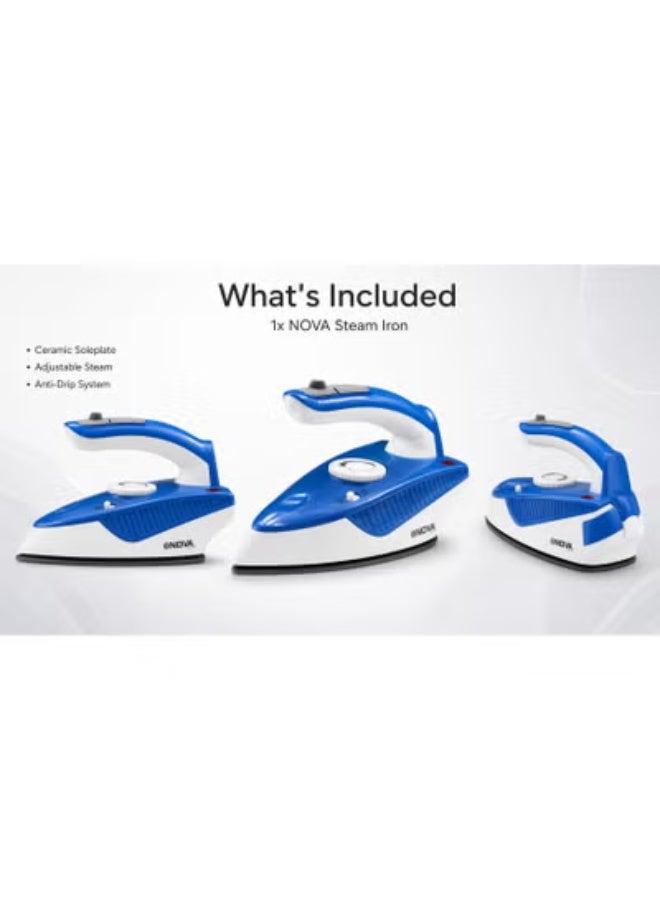 Nova NI-1176TS Travel Steam Iron 1000W, Foldable Portable Clothes Iron, Steam & Dry Iron, Adjustable Temperature Control, Compact Garment Iron for Shirts, Trousers, Dresses and Travel - Image 3