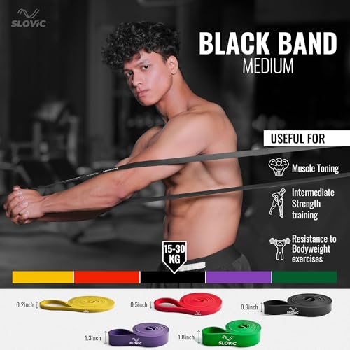 Slovic Resistance Band for Workout [Upto 35 KG] | Latex Free Resistance Bands Set | Excercise Band & Stretching Bands for Exercise for Home Workouts | Gym Equipment for Home Workout | for Men & Women - Image 2