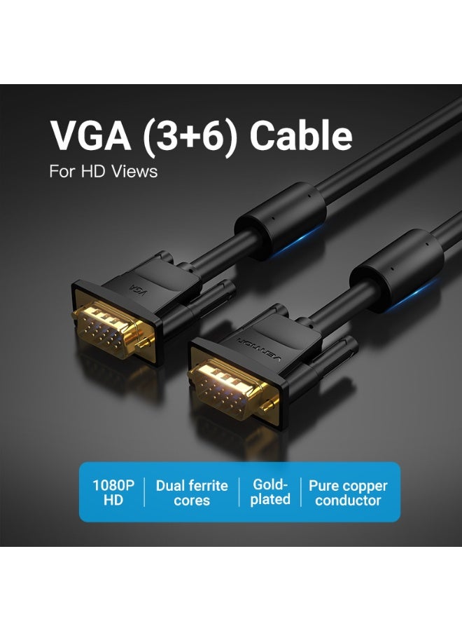 VENTION VGA(3+6) Male to Male Cable with ferrite cores 5M Black Model # DAEBJ - Image 2