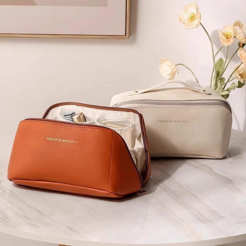 Aluminum Makeup Travel Bag Portable Cosmetic Organizer Khaki Hard Shell Makeup Case - Sturdy Makeup Organizer For Travel Lightweight Cosmetic Case For Luggage For Women - Image 3