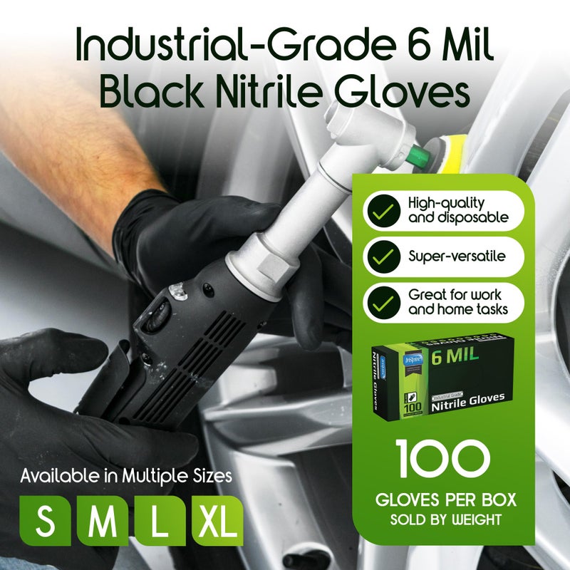 Inspire Black Nitrile Gloves HEAVY DUTY 6 Mil Chemical Resistant Medical Cooking Cleaning Disposable Glove - Image 2