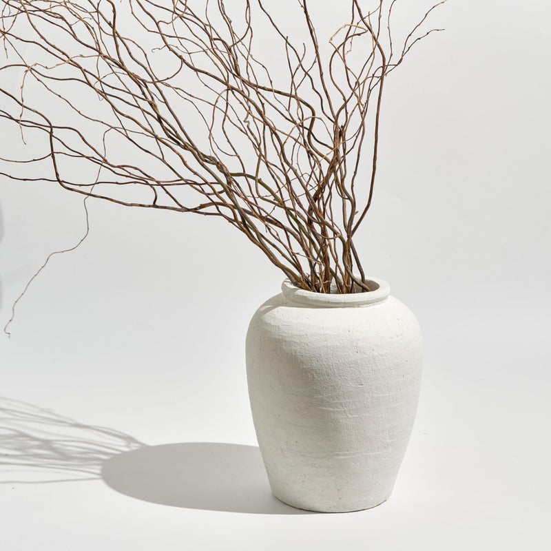 LB2 White Ceramic Large Vase, 11" Tall Zen Style vase, Terra Cotta Pitcher Vase, Distressed Farmhouse Decor, Pottery Decorative Flower for Home Decor (A - White 11.8") - Image 3