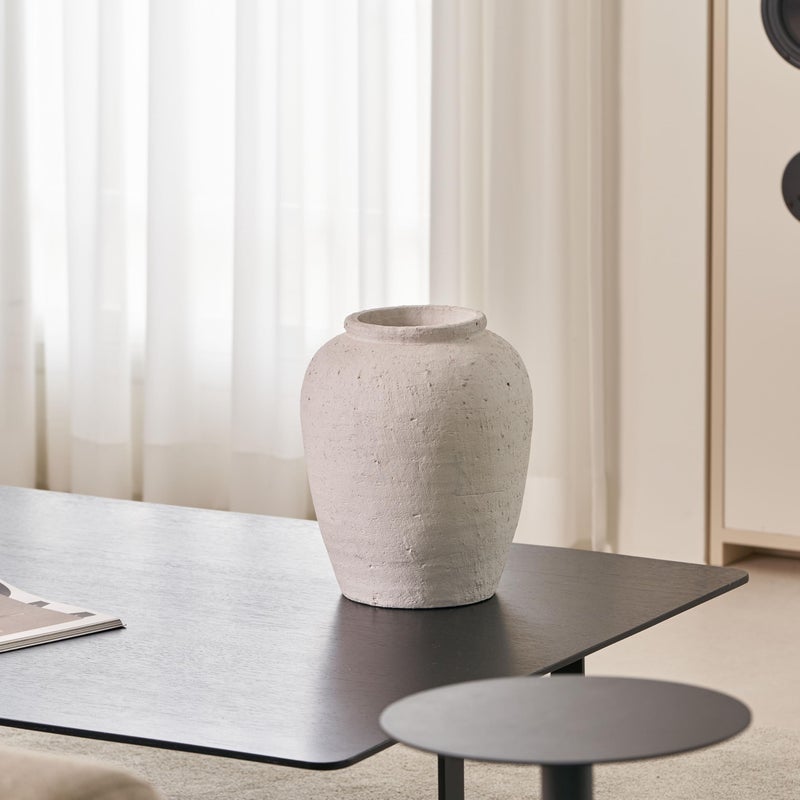 LB2 White Ceramic Large Vase, 11" Tall Zen Style vase, Terra Cotta Pitcher Vase, Distressed Farmhouse Decor, Pottery Decorative Flower for Home Decor (A - White 11.8") - Image 2