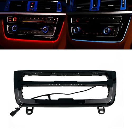 CHUANGHUI Car Inner Air Condition A/C Panel LED Lighting Ambient Light Trim Accessories for BMW 3 4 Series 3GT F30 F36 M3 M4 Center Control Two-Color Atmosphere Lamp Panel Replacement Cover (Piano Black) - Image 1