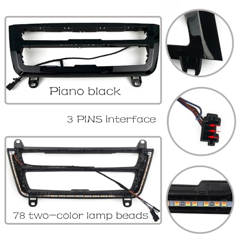 CHUANGHUI Car Inner Air Condition A/C Panel LED Lighting Ambient Light Trim Accessories for BMW 3 4 Series 3GT F30 F36 M3 M4 Center Control Two-Color Atmosphere Lamp Panel Replacement Cover (Piano Black) - Image 5