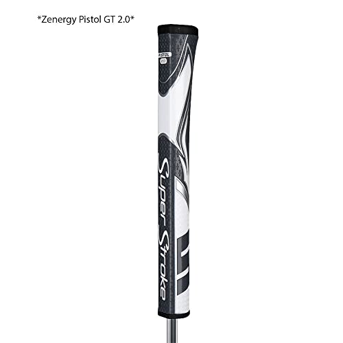 Super Stroke SuperStroke Zenergy Pistol 2.0 Golf Putter Grip with No Taper Enhanced SPYNE Technology, New Multi-Zone Texturing and Tech-Port, Grey/White - Image 2