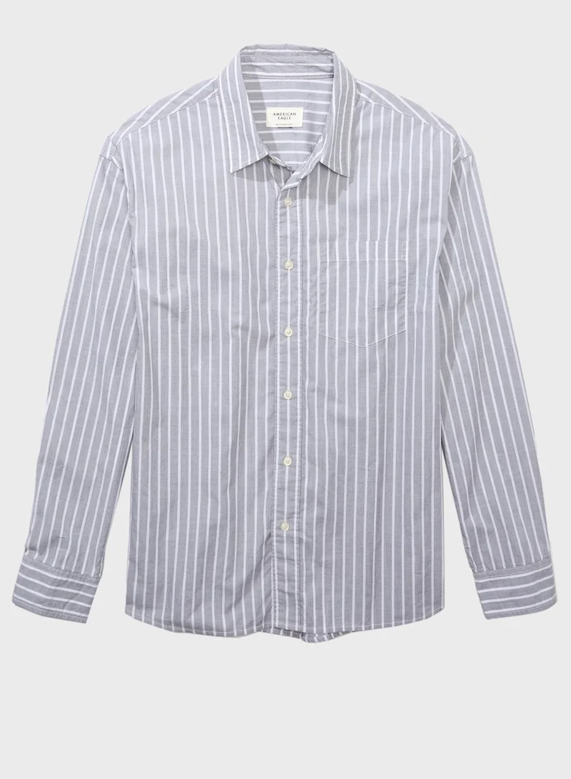 American Eagle Stripe Detailed Relaxed Fit Poplin Shirt
