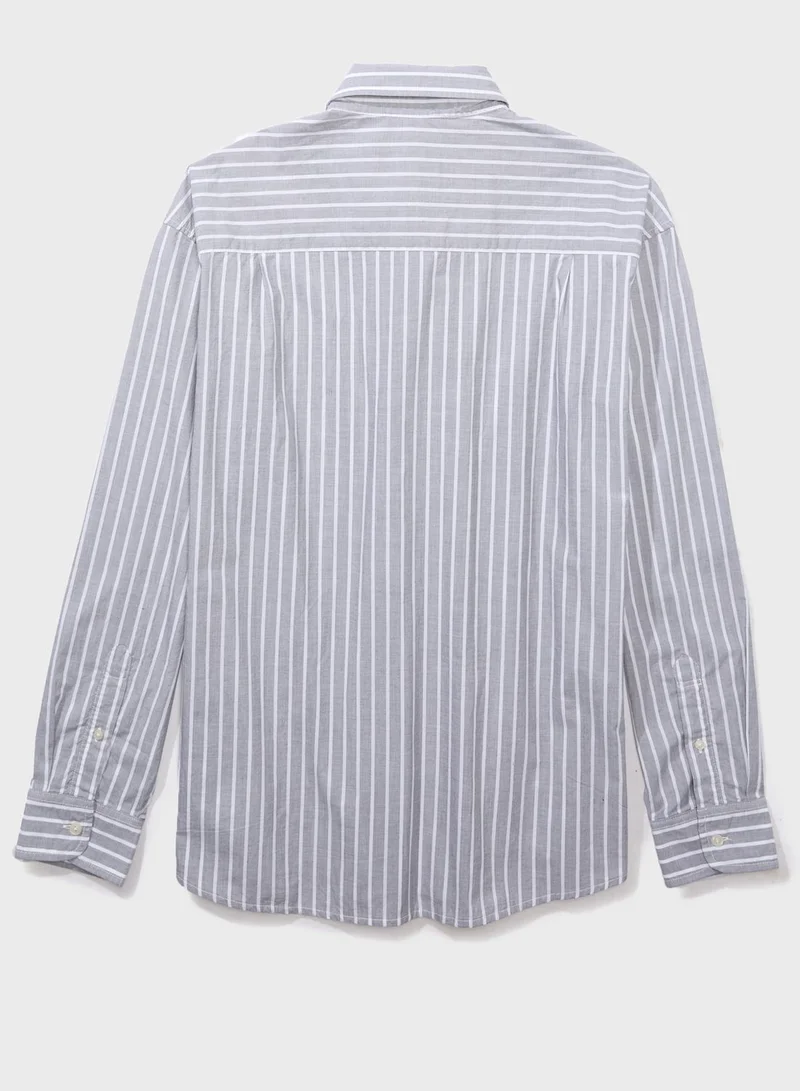 American Eagle Stripe Detailed Relaxed Fit Poplin Shirt