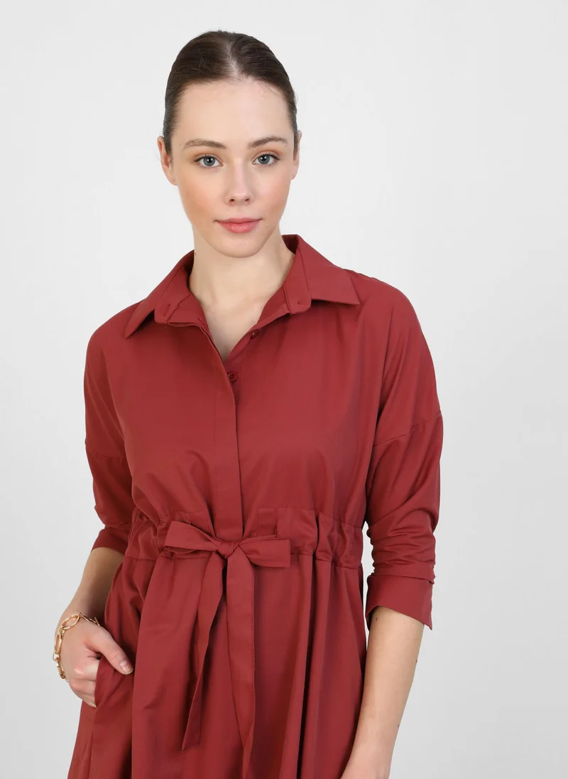 رفقة من مودانيسا Burgundy - Modest Dress - Refka