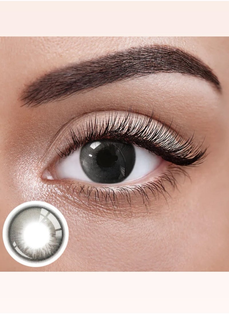 Unibling Aerith Grey Yearly Colored Contact Lenses, Unisex Cosmetic Contact Lenses, Enlargement Collection, Light Gray, With Case  - Image 1