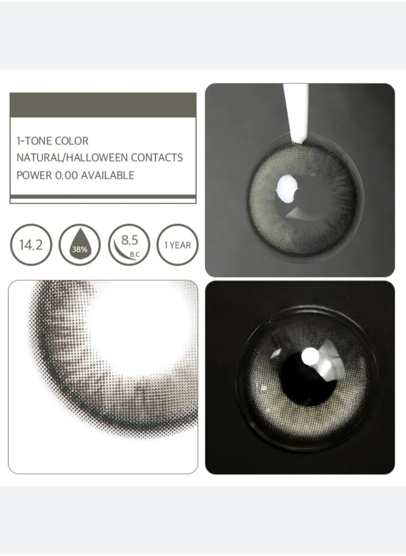 Unibling Aerith Grey Yearly Colored Contact Lenses, Unisex Cosmetic Contact Lenses, Enlargement Collection, Light Gray, With Case  - Image 4