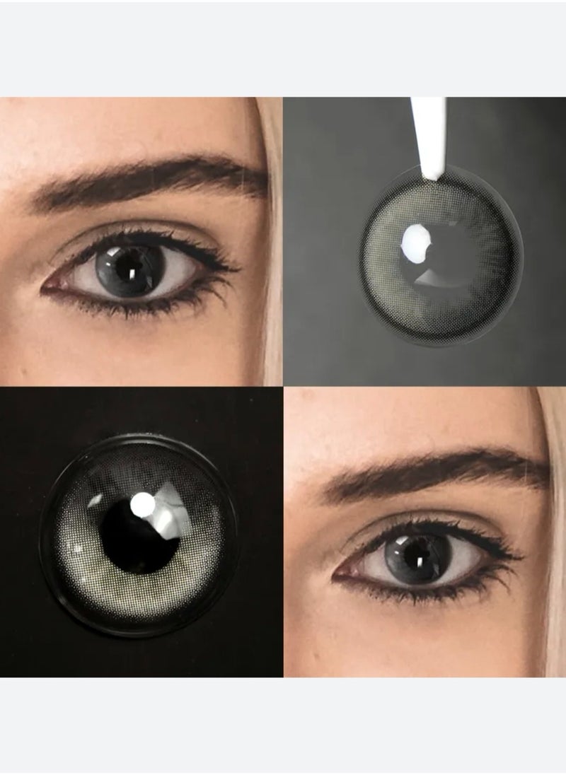 Unibling Aerith Grey Yearly Colored Contact Lenses, Unisex Cosmetic Contact Lenses, Enlargement Collection, Light Gray, With Case  - Image 3