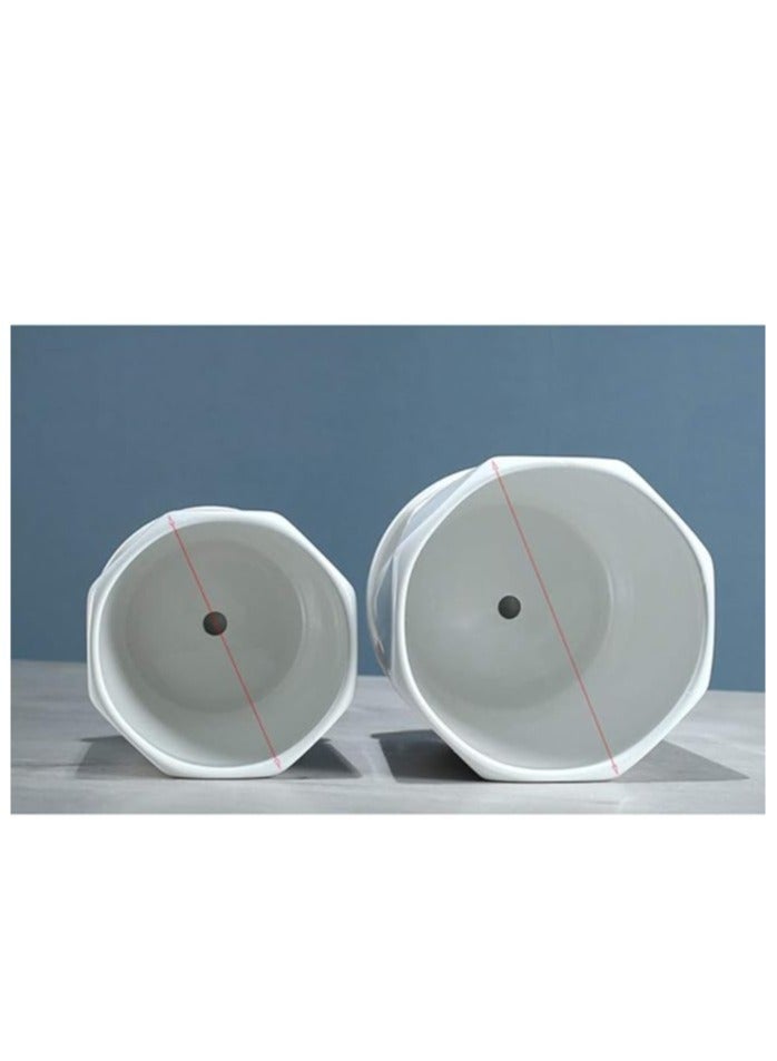 ڤسيل24 أواني زهور سيراميك مع صينية بتصميم مبتكر للنباتات العصارية والصبار والأوركيد ونباتات الحديقة - Image 3