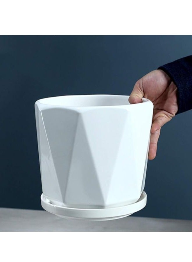 ڤسيل24 أواني زهور سيراميك مع صينية بتصميم مبتكر للنباتات العصارية والصبار والأوركيد ونباتات الحديقة - Image 1