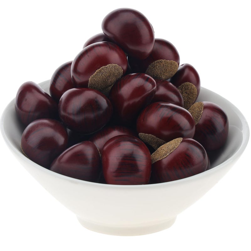 Gresorth Plastic Artificial Chestnut Lifelike Fake Nut Decoration Realistic Simulation Model Vivid Food for Birthday - Image 1