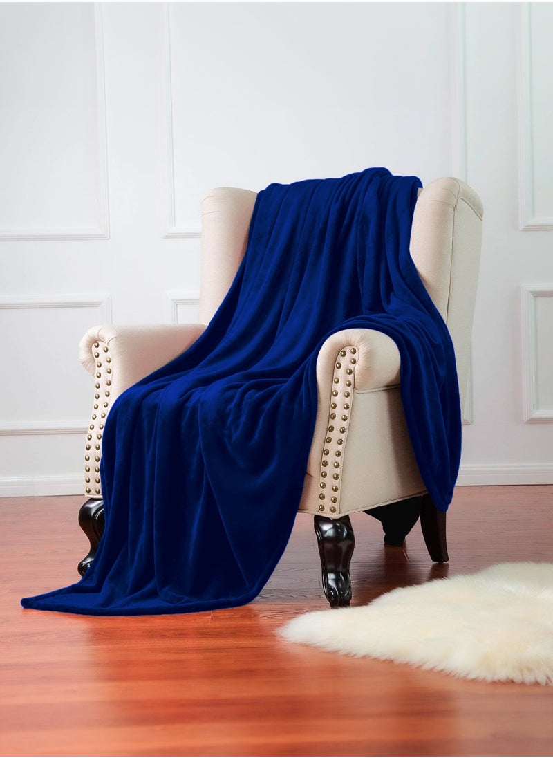 GOODNIGHT Royal Single Fleece blanket 310 GSM Extra Soft Fleece All Season Blanket 160 x 220 Blue  - Image 4