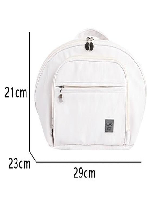 JRM Women's Large Capacity Waterproof Leather Cosmetic Bag with Handle, Wide Opening & Dividers - Travel Makeup Organizer (Large Wide Open Travel Cosmetic Bag, Off-White) - Image 3