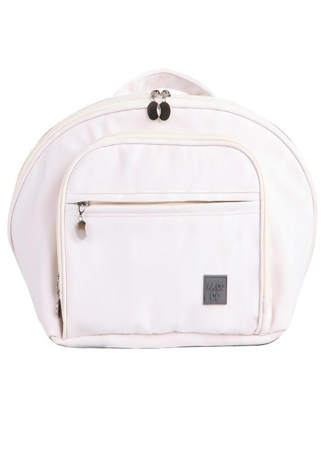 JRM Women's Large Capacity Waterproof Leather Cosmetic Bag with Handle, Wide Opening & Dividers - Travel Makeup Organizer (Large Wide Open Travel Cosmetic Bag, Off-White) - Image 1