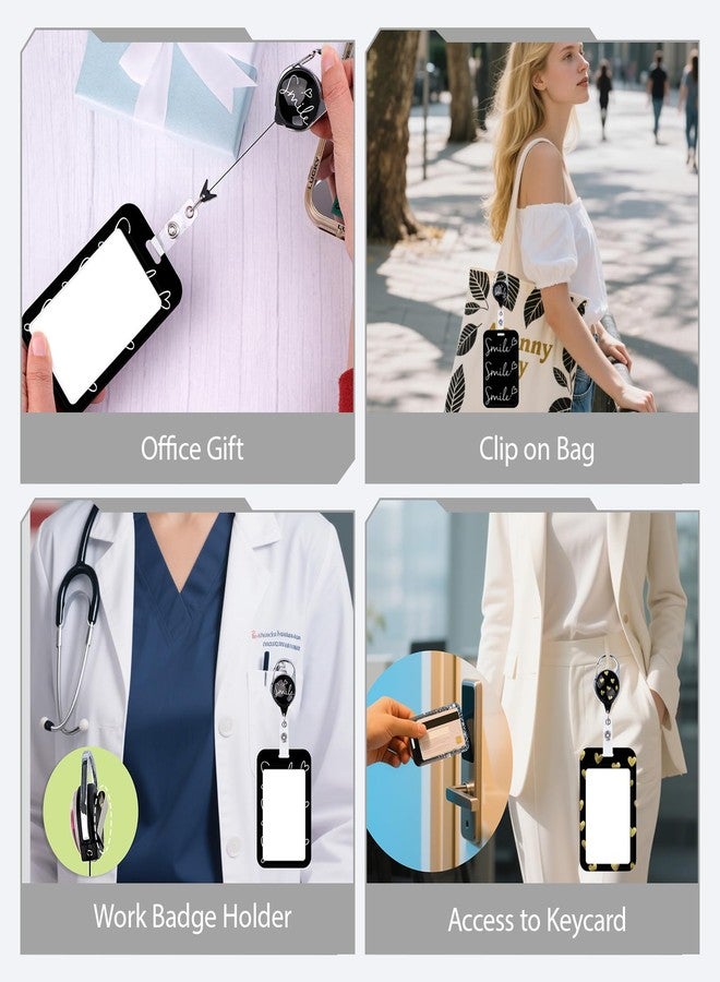DMLSKY Heart Badge Reel Retractable ID Holder Cute Name Reel Clip Vertical ID Key Card Badge Holder for Women Nurse Teacher Preppy School Student - Image 3