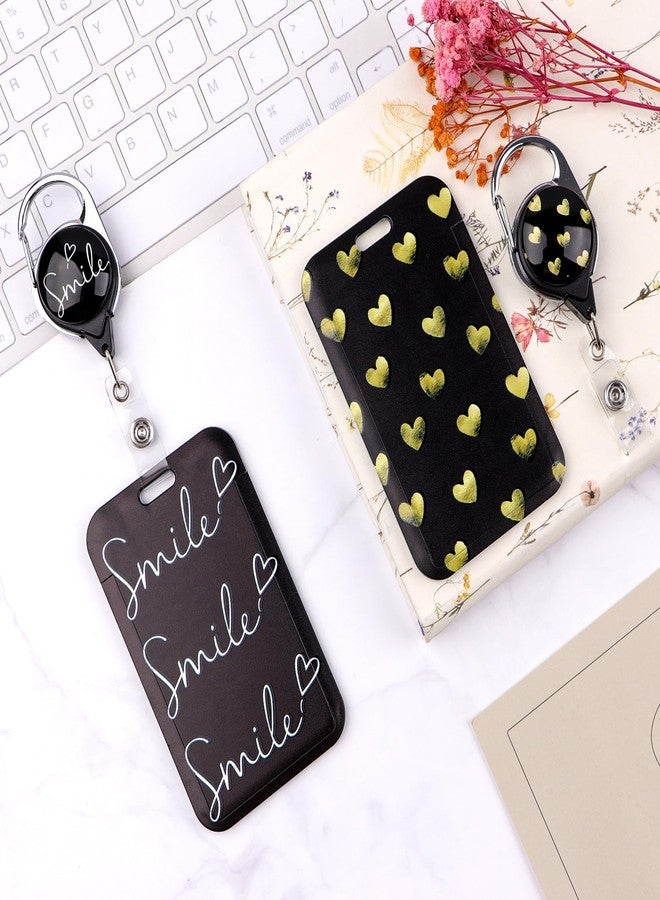 DMLSKY Heart Badge Reel Retractable ID Holder Cute Name Reel Clip Vertical ID Key Card Badge Holder for Women Nurse Teacher Preppy School Student - Image 5