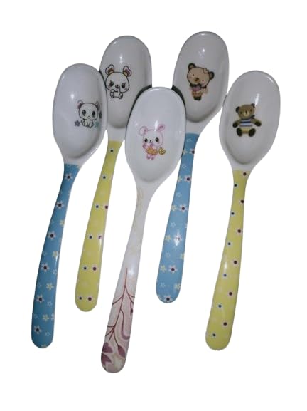 GETZET Melamine Tableware Spoon Pack of 5 Pcs Dinner Spoons Combo Eating,Serving Spoon Set, Easy to Clean. (Size: 15 cm, 6 inch) - Image 1