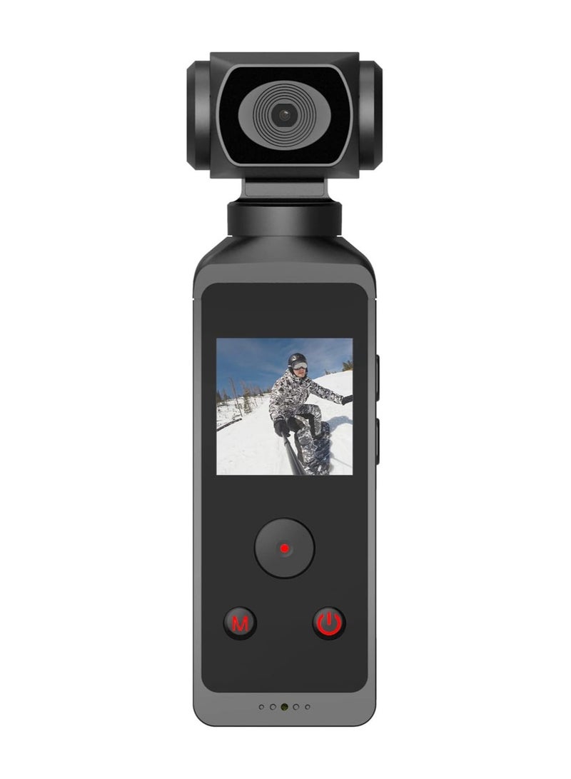General Handheld 4K Camera, Pocket Type 4K HD 270° Rotatable Stabilization Wifi with Microphone Clip, Pocket Camera 30m Waterproof Case and Swivel Bracket for Outdoor Riding Diving Shooting  - Image 1