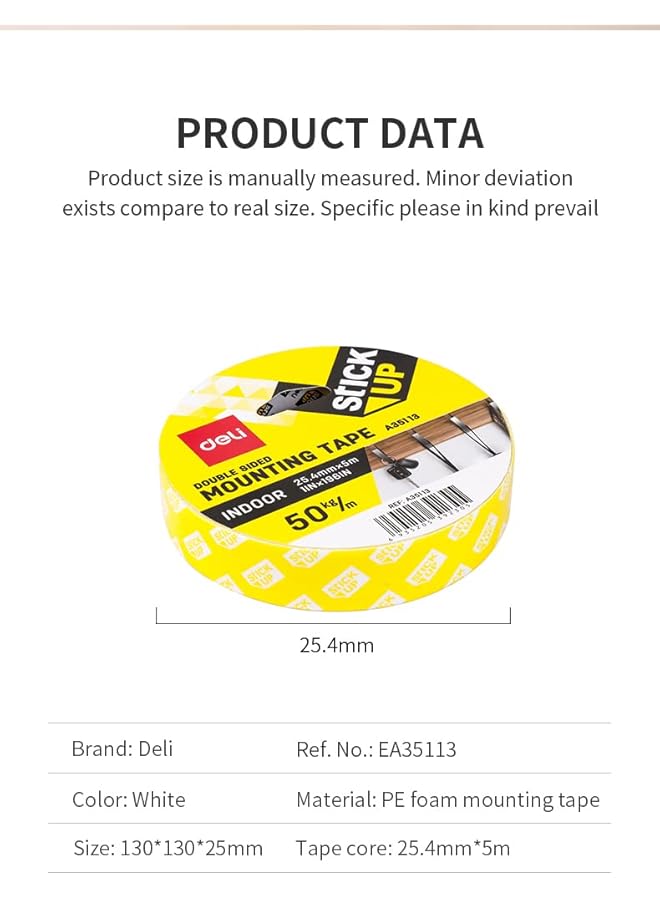 Deli Mounting Double Sided Tape 5 Meter Length - Image 5