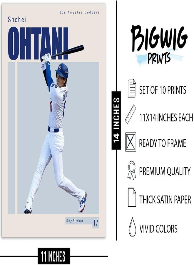 BigWig Prints Los Angeles Dodgers Player Posters, Shohei Ohtani, Yoshinobu Yamamoto, Mookie Betts, Freddie Freeman, Roki Sasaki LA Dodgers Wall Art Decor Man Cave Baseball Merch Unframed Set of 10 (11x14) - Image 5