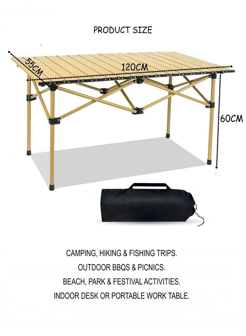 دي بلو طاولة تخييم قابلة للطي خارجية 120×55×60 سم – سبائك الألومنيوم مقاومة للماء والحرارة والبقع مع سطح علوي قابل للفك بلمسة نهائية معدنية، تصميم إطار X معزز، تركيب سريع وحقيبة حمل مرفقة – مثالية للنزهات والشواء والصيد والاستخدام الداخلي - Image 3