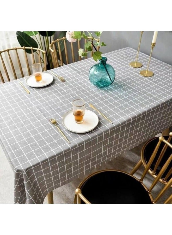 Waterproof PVC Tablecloth, Elegant Dustproof Rectangular Tablecloth (137 x 183cm) Grey - Image 3