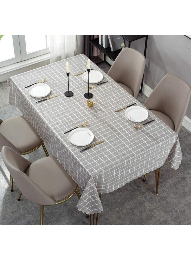 Waterproof PVC Tablecloth, Elegant Dustproof Rectangular Tablecloth (137 x 183cm) Grey - Image 2
