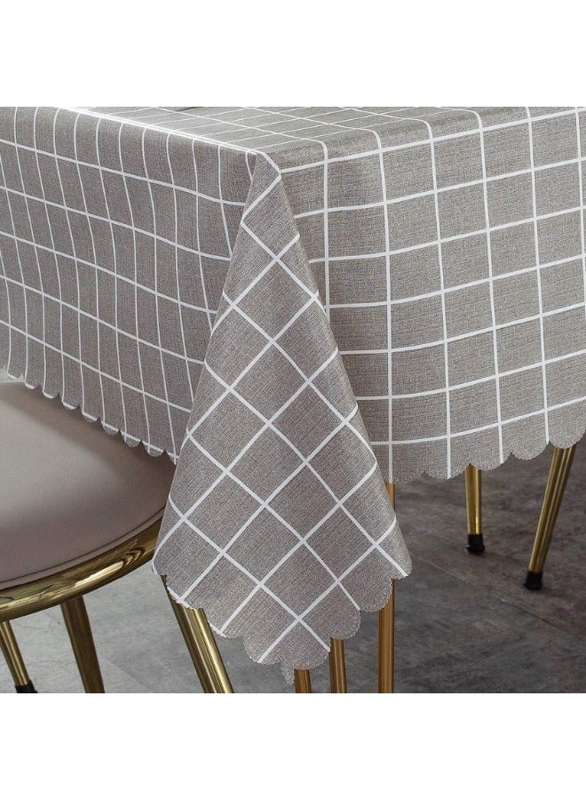 Waterproof PVC Tablecloth, Elegant Dustproof Rectangular Tablecloth (137 x 183cm) Grey - Image 4
