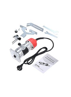220V 800W Trimming Machine 30000R Min With Transparent Base Edge Guide Wood Laminate Electric Trimmer Compact Palm Router Corded For Woodworking Trimming Slotting Notching Aluminum Red Eu
