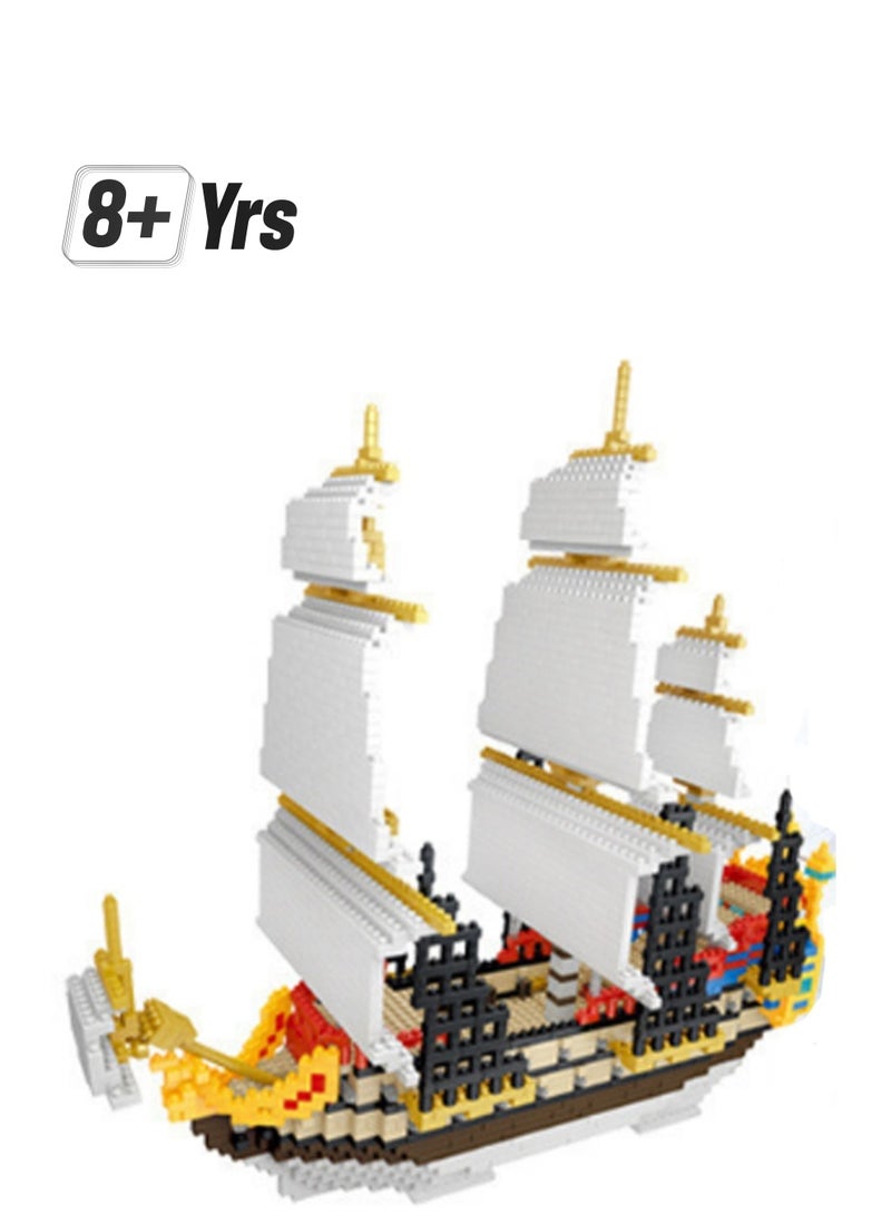 Sailboat, Micro Mini Building Blocks Set, Ship Model, 3d Jigsaw Puzzle Set Diy Educational Toy Gift, Suitable For Adults And Kids - Image 1