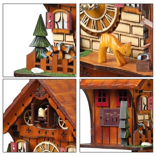 Kintrot Cuckoo Clock Handcrafted Traditional Black Forest Wood Clock Wall Decor - Image 4