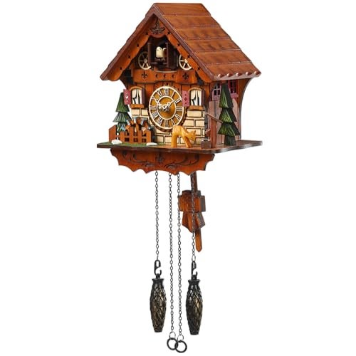 Kintrot Cuckoo Clock Handcrafted Traditional Black Forest Wood Clock Wall Decor - Image 1