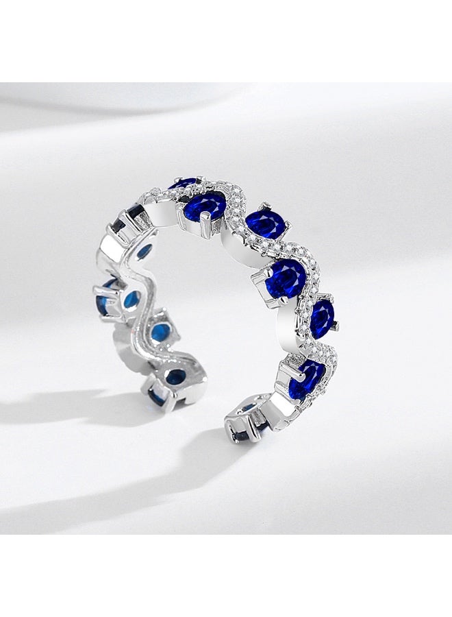 Sparkle Blue Zircon Ring | Elegant Jewelry Gift | 30% Off Festival Sale - Image 2