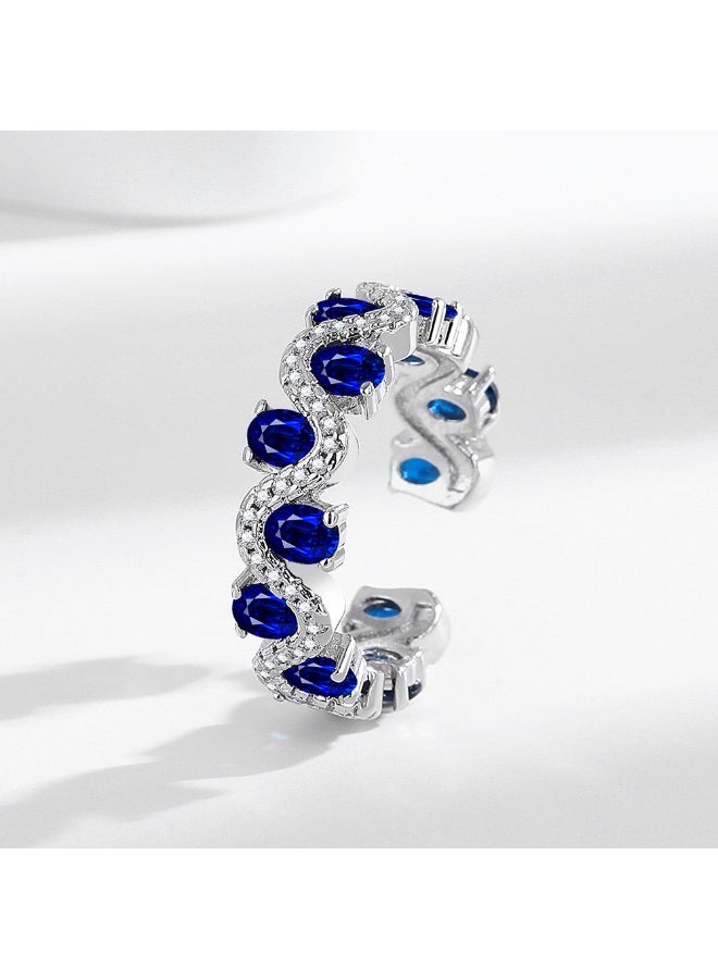 Sparkle Blue Zircon Ring | Elegant Jewelry Gift | 30% Off Festival Sale - Image 1